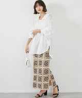 I-Line Crochet Knit Skirt in Ivory