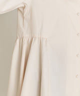 Pearl Button Gathered Blouse in Off White