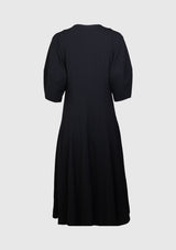 Front Zipper Georgette Dress in Black