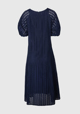 Eyelet Embroidery Dress in Navy