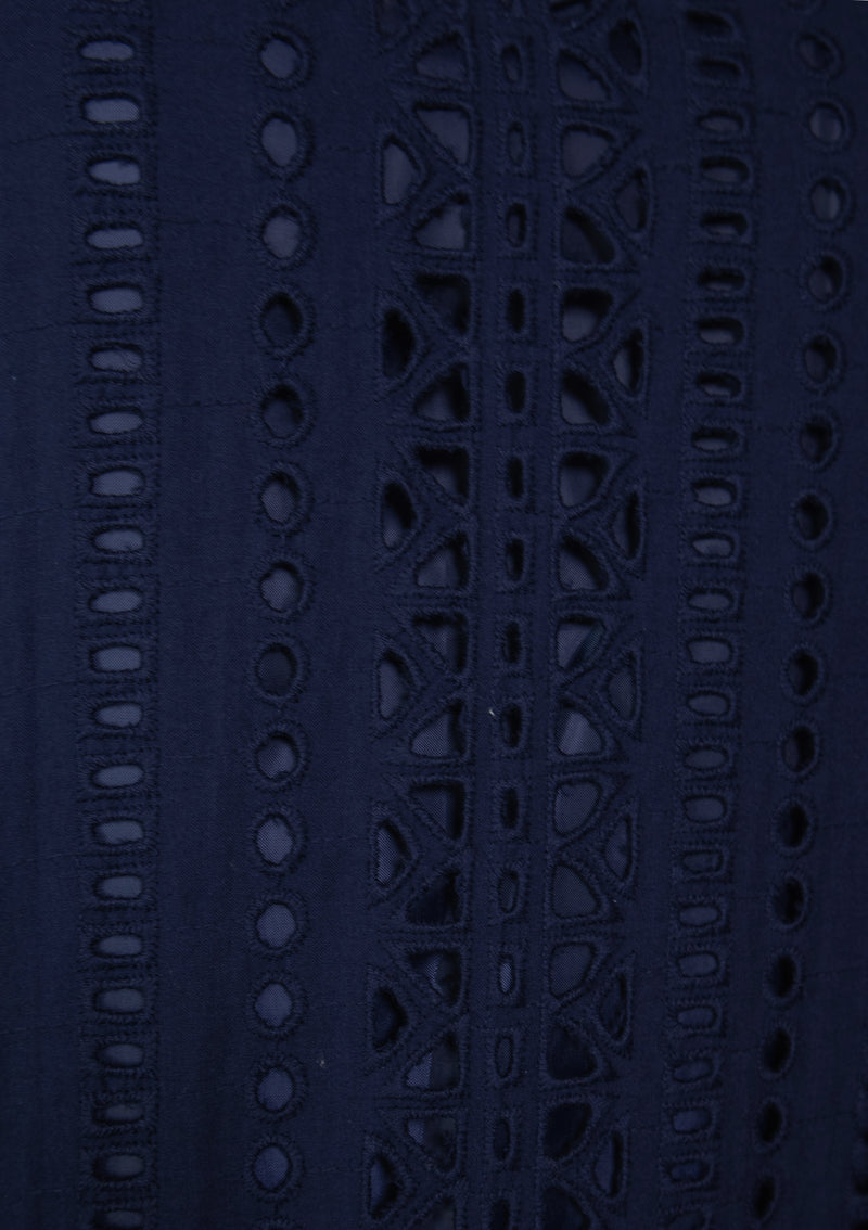 Eyelet Embroidery Dress in Navy