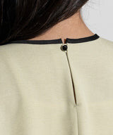 Contrast Piping Half Sleeve Blouse in Yellow