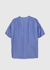 Gathered Flare Sleeve Blouse in Blue