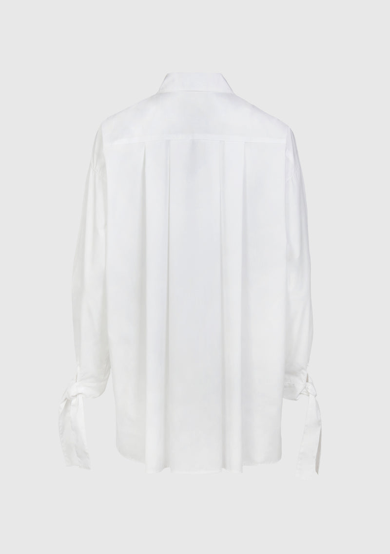 Ribbon Sleeves Boxy Shirt in White