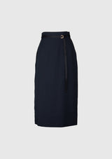 I-Line Skirt With Belt in Navy