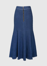 Mermaid Denim Skirt in Denim Blue