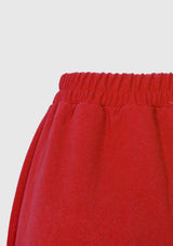 Georgette Side Slit I-Line Skirt in Red