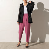 Pleat-Front Tapered Pants in Pink