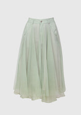 Tulle x Organdy Midi Flare Skirt in Teal