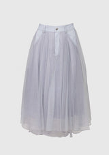 Tulle x Organdy Midi Flare Skirt in Light Grey