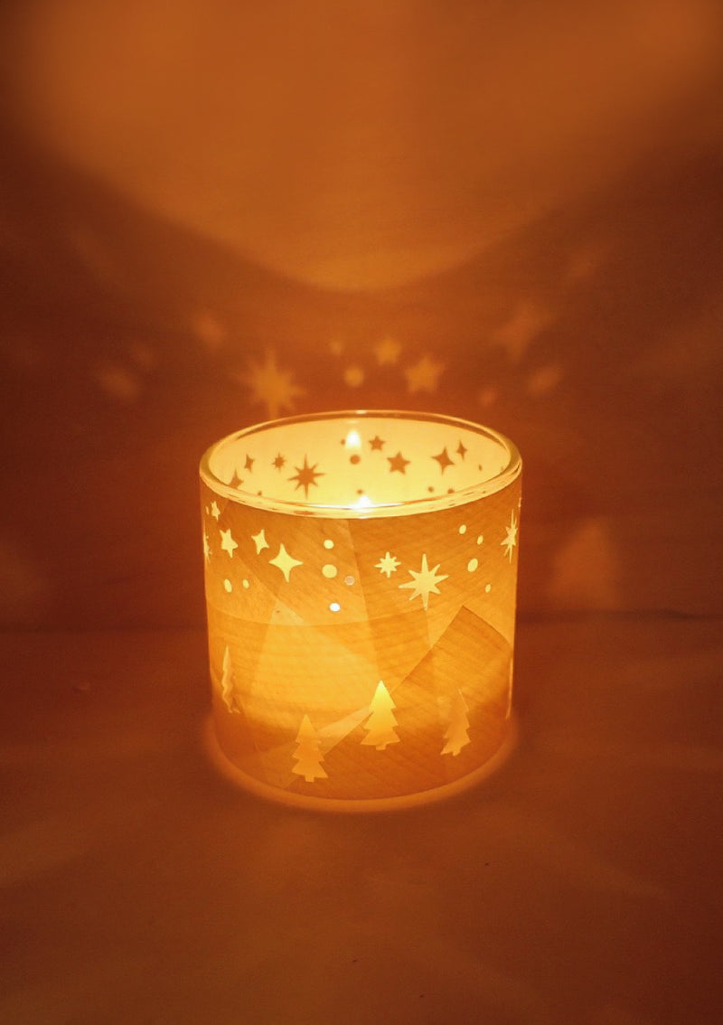 Starry Night Motif Cypress Candle Holder