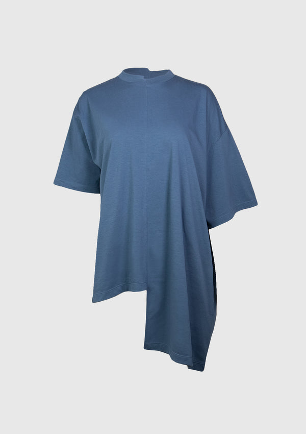 Asymmetric Panelled Boxy Tee in Teal