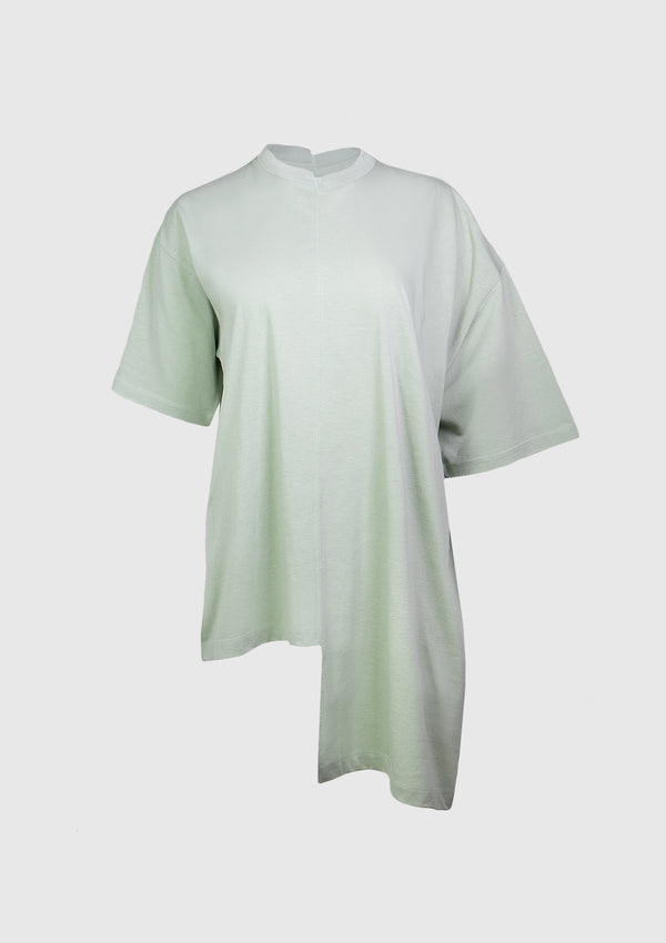 Asymmetric Panelled Boxy Tee in Light Green