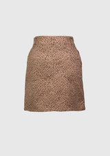 Animal Print Fitted Mini Skirt in Brown Leopard