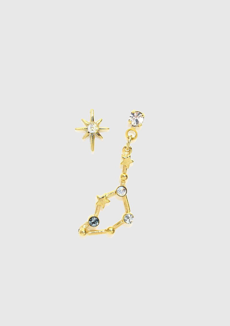 AQUARIUS Constellation Asymmetric Earrings in Gold
