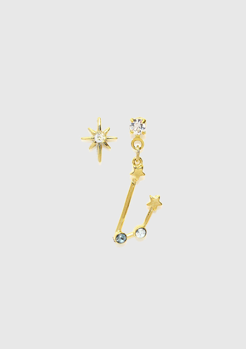 ARIES Constellation Asymmetric Earrings in Gold