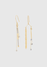 YAJIROBEE Asymmetric Metallic Bead & S-Chain Mobile Earrings in Gold