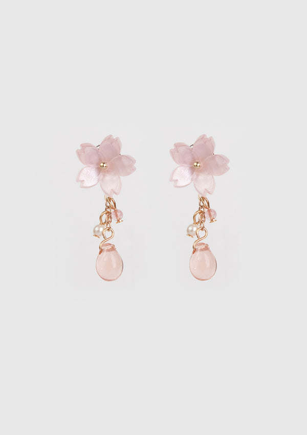 Sakura x Stone Charms Front-Back Earrings in Light Pink