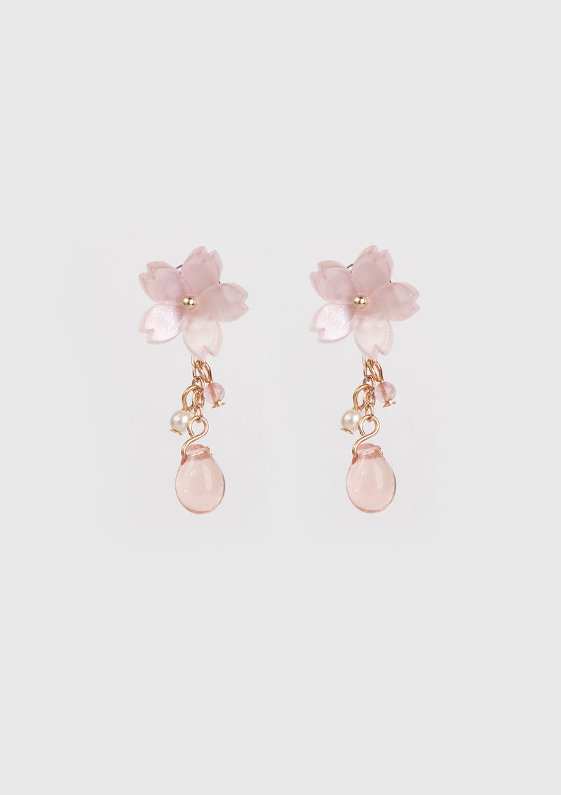 Sakura x Stone Charms Front-Back Earrings in Light Pink