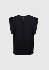 Bi-Fabric Georgette Blouse in Black
