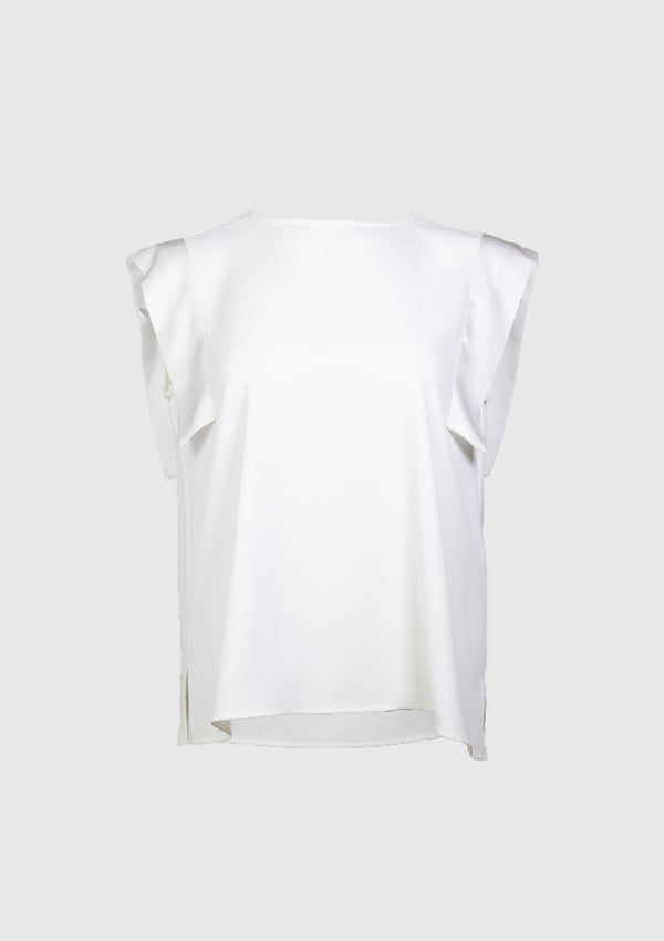 Bi-Fabric Georgette Blouse in White