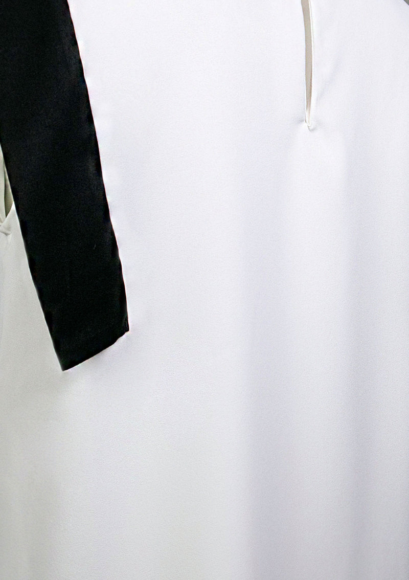 Bi-Fabric Georgette Blouse in White Multi