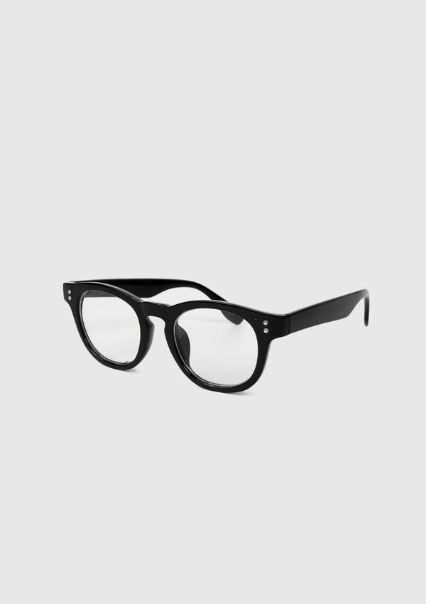 Thick Round Frame Glasses in Black