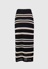 I-line Border Ribbed Knit Skirt in Black Border