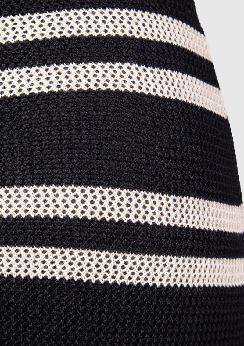 I-line Border Ribbed Knit Skirt in Black Border