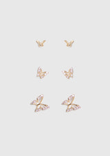 6-Piece Butterfly Earrings in Gold