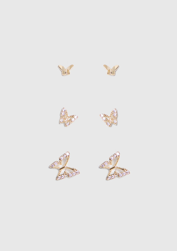 6-Piece Butterfly Earrings in Gold