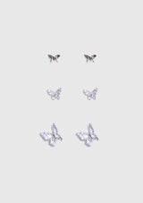 6-Piece Butterfly Earrings in Silver
