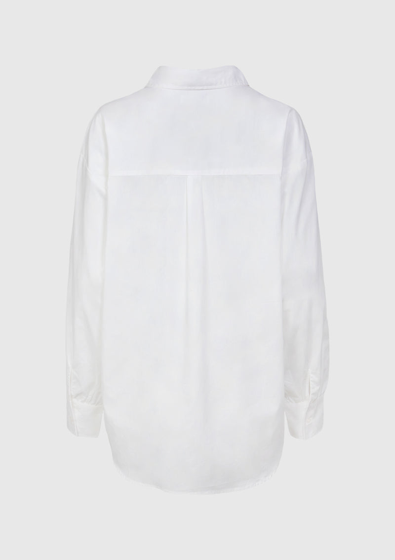 Cotton Hi-Lo Oversized Shirt in White