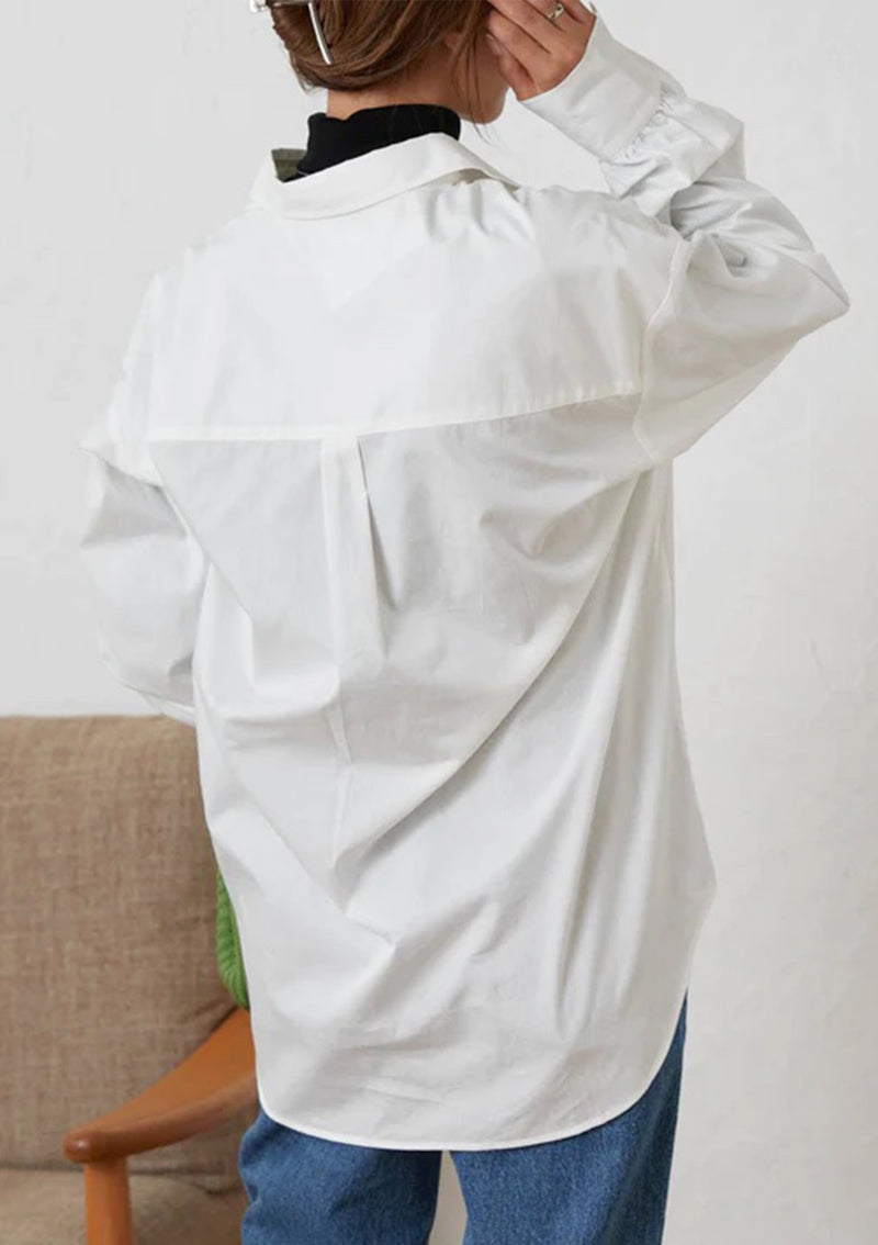 Cotton Hi-Lo Oversized Shirt in White