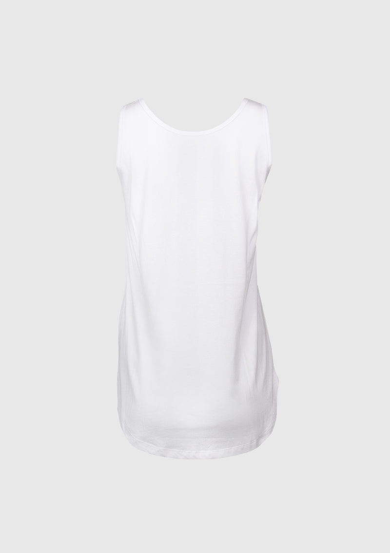 Cotton Curved Hem Tank Top in White Other