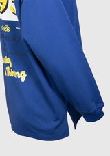 NEW STAGE IN THINKING Long-Sleeved Graphic Logo Tee in Blue
