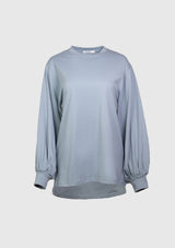 Slouchy Tee with Long Balloon Sleeves in Blue