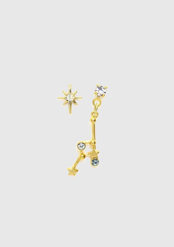 CANCER Constellation Asymmetric Earrings in Gold