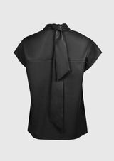 2-Way Faux Leather Scarf Top in Black