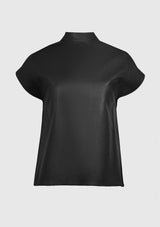2-Way Faux Leather Scarf Top in Black