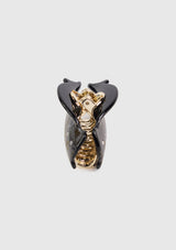 Cat Motif Marbled Hair Claw in Black