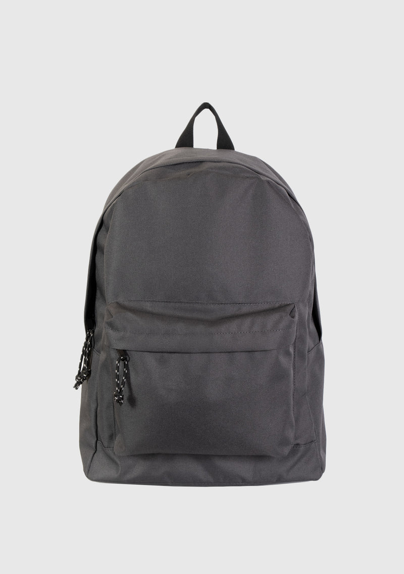 Basic Backpack with Outer Zip Pocket in Grey