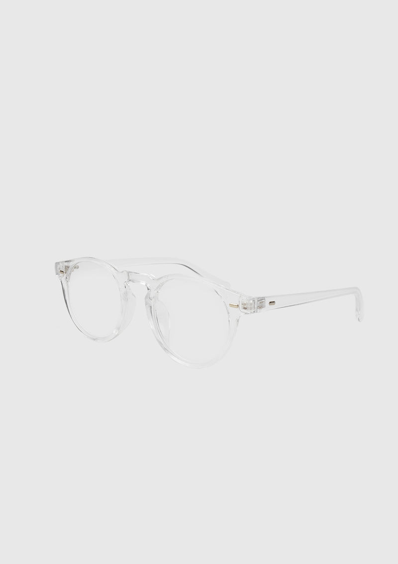 Clear Round Cat-Eye Glasses in Clear