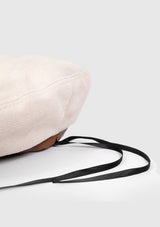 Contrast-Trim Beret in Off White
