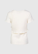 Asymmetrical Layered-Style Ribbed Tee in Ivory