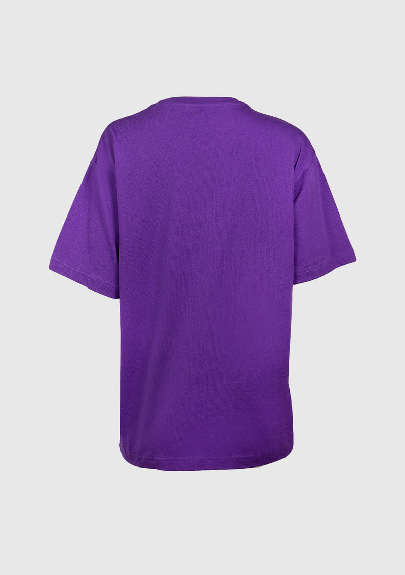 Crew-Neck Boxy Drop-Shoulder Tee in Purple