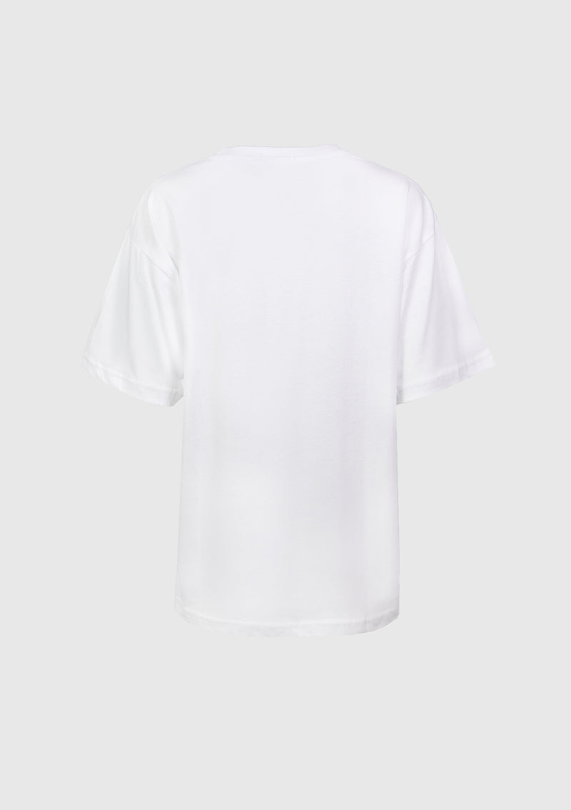 Crew-Neck Boxy Drop-Shoulder Tee in White