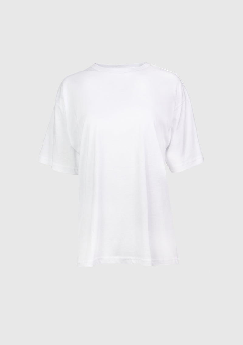 Crew-Neck Boxy Drop-Shoulder Tee in White