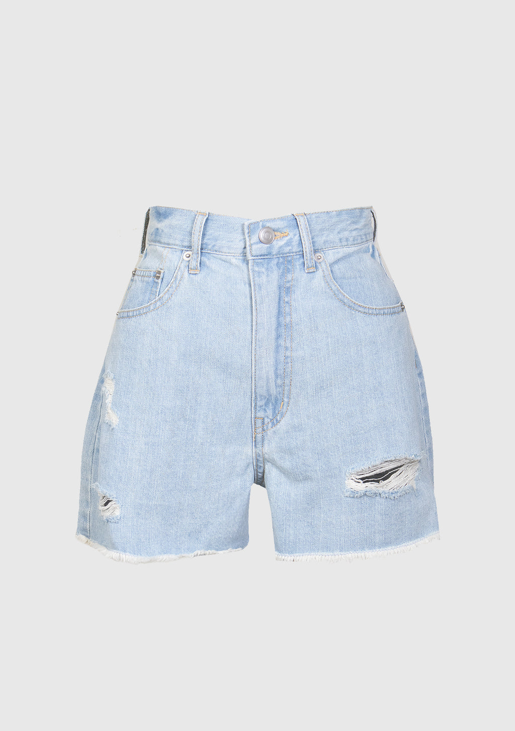 Light blue denim shorts best sale high waisted