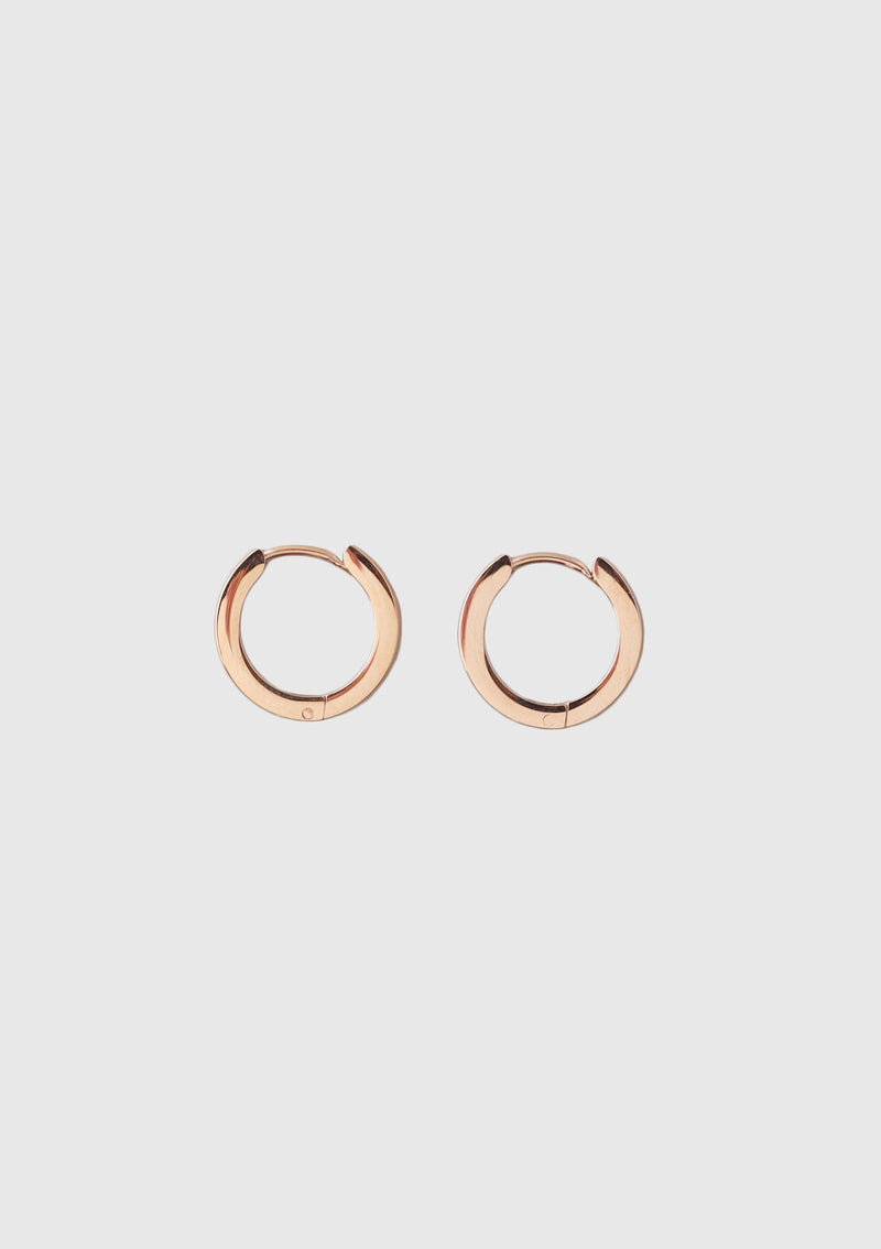 Simple Flat Hinged Hoop Earrings in Pink Gold